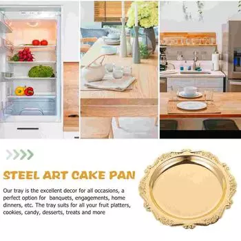 Jewelry Tray Iron Cake Pan Miss Ring Holder Fruit Round Events Plate Coffee Table