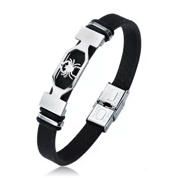 Jewelry Women Bangles Men Bracelet 12 Constellation Bracelet Black Leather Bracelet Stainless Steel Cancer