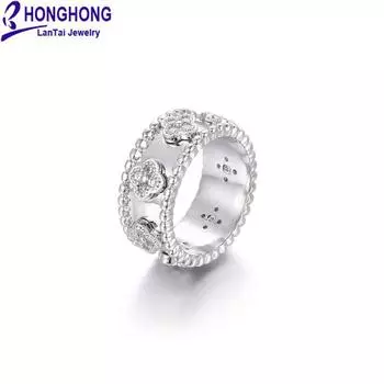 Jewelry Women s High-Quality Zircon Fashion Kaleidoscope Four-Leaf Clover Platinum 7# Meiwei