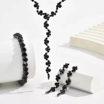 Jewelry Women S Jewelry Gift Set Claw Chain Full Diamond Three-Piece Necklace Earrings Bracelet Dress Accessories