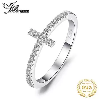 JewelryPalace 5A CZ Cross & Multiple Классический дизайн Стерлингового серебра S925 Обручальное кольцо для женщин Модные изящные ювелирные изделия 6