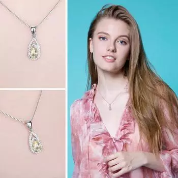Jewelrypalace натуральный лимонный кварц 925 пробы серебряный кулон ожерелье для женщин модные ювелирные изделия драгоценный камень колье без цепочки 45cm