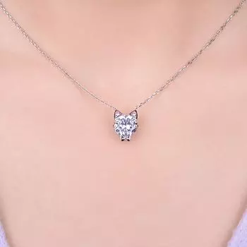 Jewelrypalace Новое поступление Love Cat 3ct круглый кубический цирконий 925 стерлингового серебра кулон ожерелье для женщины модный подарок 45cm
