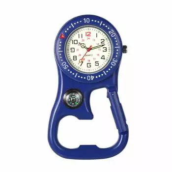 JEWELRYWE Carabiner Watch Nurse Watch Luminous Dial Watch Keychain Unisex Simple Bag Pocket Pocket Watch Blue