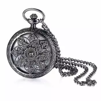 JEWELRYWE карманные часы Sasanqua цифры аналоговые водонепроницаемые скелетон корпус антикварные карманные часы кулон ожерелье часы черный повседневное использование косплей чёрный