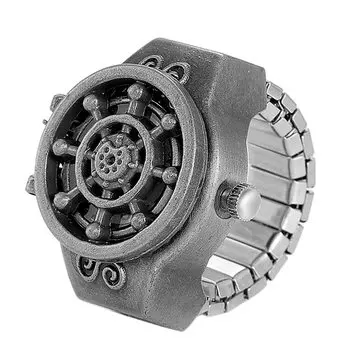 JEWELRYWE Кольцо Часы Кольцо Бизнес Мода Водонепроницаемый Откидная крышка Циферблат с номером Спорт Кварцевые часы Кольцо Нержавеющая сталь