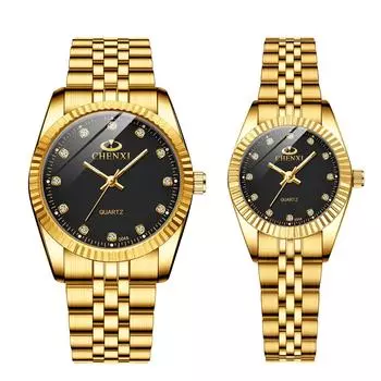JEWELRYWE Пара ультратонких кварцевых аналоговых светящихся нержавеющих романтических черных часов, часы, стрелки, повседневные, стальные, мужские, женские, любовники, свадебные,