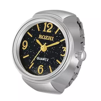 JEWELRYWE Ring Letter Dial Stylish Ring Watch Clock Ring Watch Waterproof Free Size Ladies Analog White Day Decoration Watch Present