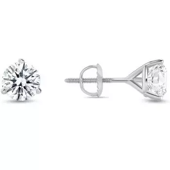 Jewels Prim 1,25 карата круглые бриллиантовые серьги-пусеты из цельного 14-каратного белого золота, серьги-пусеты в стиле мартини с винтовым замком для подарка на День матери 15MM серебряный