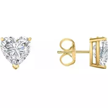 Jewels Prim 1,25 карата серьги-пусеты с бриллиантами огранки «сердце», из цельного 14-каратного желтого золота, с застежкой-пуссетой, для лучших украшений для женщин 15MM жёлтый