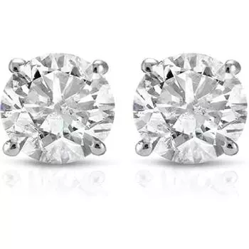 Jewels Prim 1/3ct diamond studs 14k white gold (I/J,I2-I3) 15MM серебряный