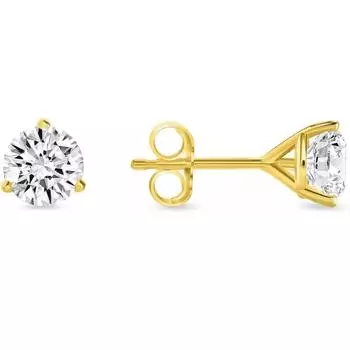 Jewels Prim 1 карат круглый бриллиант серьги-пусеты из цельного настоящего 18-каратного золота с желтым покрытием для женской помолвки подарок 15MM серебряный