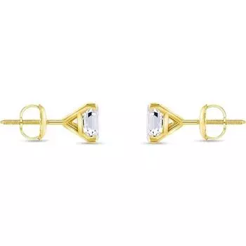 Jewels Prim 2,25 карата Ашер Серьги-пусеты с созданным бриллиантом из настоящего 14-каратного желтого золота Мартини на винте 15MM жёлтый