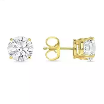 Jewels Prim 4.5 Ct Round Cut Diamond Stud Earrings Solid Real18K Yellow Gold Plated Push Back Basket Earrings 15MM жёлтый