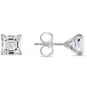 Jewels Prim 4 карата бриллиантовые серьги-пусеты огранки Ашер из белого золота 14 карат, серьги-пусеты мартини для лучшей повседневной бижутерии для женщин 15MM серебряный