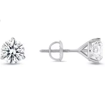 Jewels Prim Серьги-пусеты с бриллиантами круглой огранки 6 карат, белое золото, серебро 925 пробы, застежка-винт, классические украшения для женщин 15MM серебряный