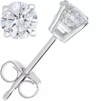 Jewels Prim Серьги-пусеты с бриллиантами, выращенными в лаборатории, 14K белое золото, чистота VS1 для женщин, круглые, в крапановой оправе 15MM серебряный