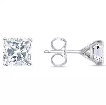 Jewels Prim Серьги-пусеты с бриллиантами огранки «кушон» 6 карат из цельного белого золота 14 карат, серьги-пусеты «мартини» с пусетной застежкой, женские украшения ручной работы 15MM серебряный