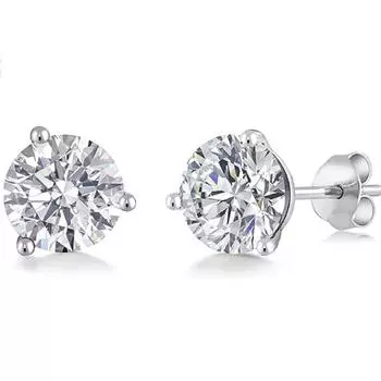 Jewels Prim Серьги-пусеты с бриллиантами круглой огранки 2 карата из белого золота 18 карат, сертифицированные IGI, выращенные в лаборатории, с 3 крапанами | Цвет F-G | Чистота VS1 15MM серебряный
