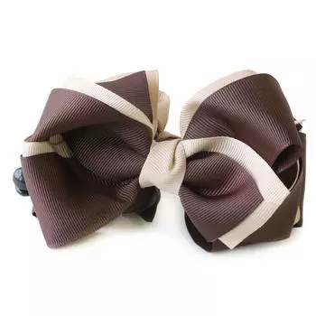 JewelVOX Банановый зажим для волос, двухцветная лента Grosgrain, большая для взрослых x [Jewel Box] для женщин (Коричневый Бежевый)