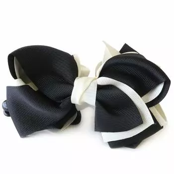 JewelVOX Банановый зажим для волос, двухцветная лента Grosgrain, большая для взрослых x [Jewel Box] для женщин (Черно-белый)