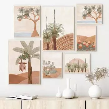 Эвкалипт Арт Принт Океан Панда Картина Маслом Плакат Бохо Банановый Цветок Настенная Картина 21cm30cm NoFrame