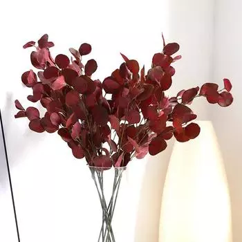 Эвкалипт французский элегантный деньги листья свадебное украшение дома имитация растения искусственный цветок имитация цветка 89cm красный