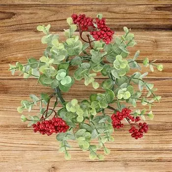 Эвкалиптовый рождественский венок, подсвечник, кольцо, ягода, украшение для свечи, украшение для бутылки вина