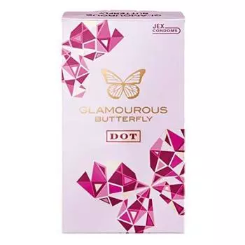 Jex Butterfly 8 штук с большим количеством желе, которые дружелюбны к Комфортной обработке пупырчатой пленкой 1350 розового цвета [Glamourous Dots] [Презервативы
