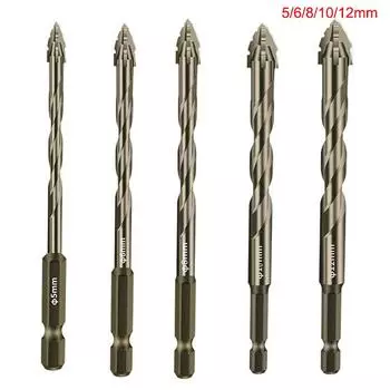 Эксцентриковая дрель с четырьмя канавками для стеклянной плитки, пробивание отверстий в каменной плите, треугольная для электроинструментов, сверла, аксессуары в наличии 5/6/8/10/12mm