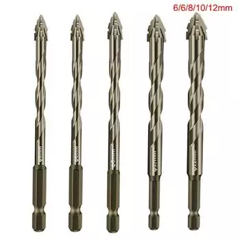 Эксцентриковая дрель с четырьмя канавками для стеклянной плитки, пробивание отверстий в каменной плите, треугольная для электроинструментов, сверла, аксессуары в наличии 6/6/8/10/12mm