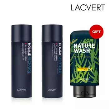 [Эксклюзив Lotte] Lac Vert Homme Recharge All-in-One Essence 150 мл x 2 + Bonin Nature Wash Face & Body Cleanser 300 мл бесплатно, 2 x