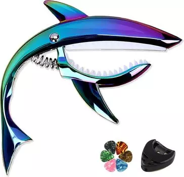 Эксклюзивная гитара One Touch Shark Guitar Акустическая электрогитара для фолк-гитары Высококачественный цинковый сплав [бренд Amazon] Каподастр, Каподастр, Форма, Каподастр, Каподастр,