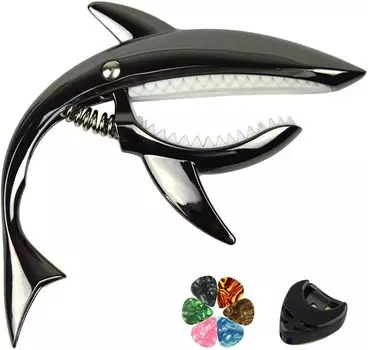 Эксклюзивная гитара One Touch Shark Guitar Акустическая электрогитара для фолк-гитары Высококачественный цинковый сплав [бренд Amazon] Каподастр, Каподастр, Форма, Каподастр, Каподастр,
