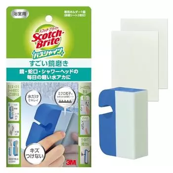 [Эксклюзивно для .co.jp] 3M Чистка ванной комнаты, удаление накипи, пятен от воды, потрясающая полировка зеркал, для тела, 3 листа, Scotch Brite Bath Shine MC-02+R 2P