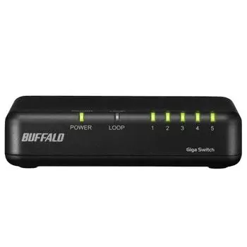 [Эксклюзивно для .co.jp] Коммутационный концентратор Buffalo Giga, совместимый с 5 портами, пластиковый корпус, блок питания переменного тока, настенное крепление, японский производитель, эко-упаковка, черный цвет