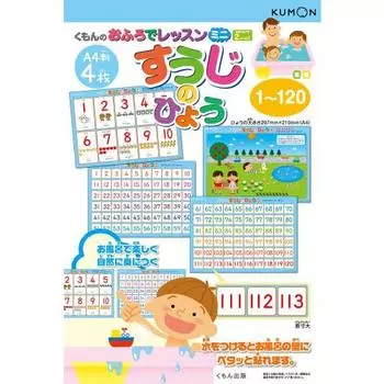 [Эксклюзивно для .co.jp] Kumon Publishing Bathroom Lesson Mini Suji no Hyou (4 листа формата А4) Развивающие игрушки Игрушки от 2 лет и старше KUMON