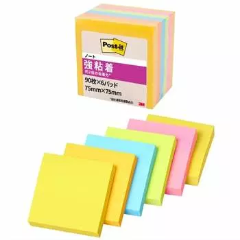 [Эксклюзивно для .co.jp] Самоклеящиеся листочки для заметок Post-it Strong Adhesive, неоновые цвета, 75 x 75 мм, 90 листов x 6 блоков 654-6SSAN-AM