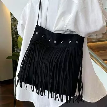 Эксклюзивно для сумок большой вместимости, модных сумок-мессенджеров, женских универсальных сумок через плечо с кисточками в иностранном стиле красный