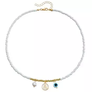 Эксклюзивное ожерелье из бусин белого риса в богемном стиле, ожерелье с подвеской в виде глаза в этническом стиле