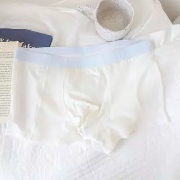 Эксклюзивное продуманное модальное мужское нижнее белье с плоскими углами, дышащее, летнее, со средней талией L грязно-белый