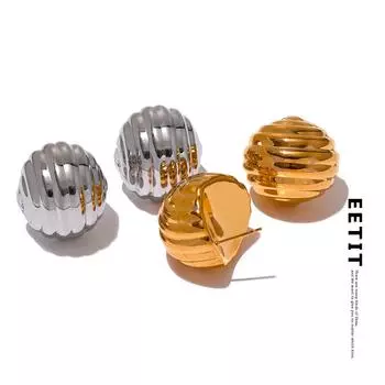 Эксклюзивные полые серьги Eetit из нержавеющей стали с геометрическим рисунком, необычные серьги с индивидуальной текстурой, предотвращающие аллергию, модные ювелирные изделия, бижутерия серебряный