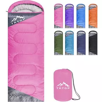 [Эксклюзивный бренд Amazon] Спальный мешок TKTOP, конвертного типа, легкий, сохраняет тепло, устойчив к холоду, водонепроницаемый, для отдыха на природе, для кемпинга, компактный,