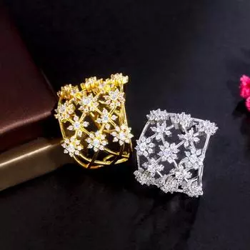 Эксклюзивный дизайн CMM, полый звездчатый цветок, золотой цвет, серебристый цвет, тонкое мигающее циркониевое регулируемое отверстие с отверстием золотой