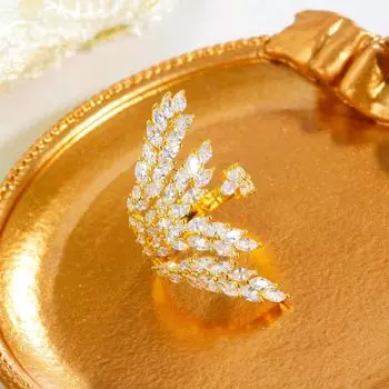 Эксклюзивный дизайн CMM, серебряное ювелирное кольцо с перьями, регулируемое 3D-кольцо для женщин золотой