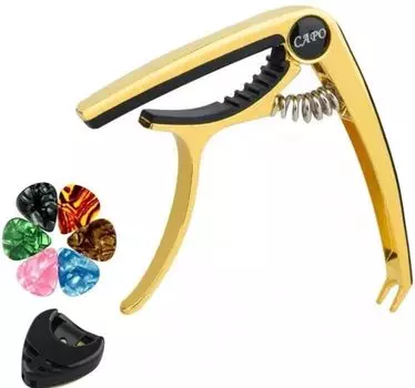 Эксклюзивный гитарный каподастр Tast One Touch Guitar Capo Акустическая гитара Электрогитара Capo Tast для электрогитары Фолк-гитара Укулеле Цинковый сплав [Amazon золотой