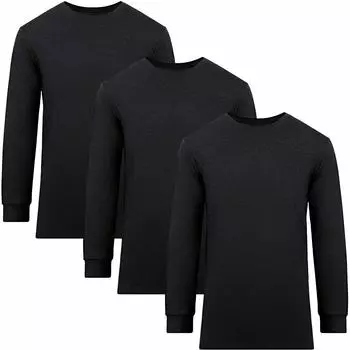 Эксклюзивный комплект из 3-х футболок WARMACTIVE Crew Neck BLACK M Teijin Frontier Planning fun. [Бренд Amazon] Мужская