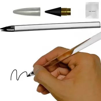 Эксклюзивный металлический карандаш Metal No No Infinite Pencil [бренд Amazon] «Темный, светлый, сильный» карандаш, затачивающийся, ломающийся, гладкий, (чистый)