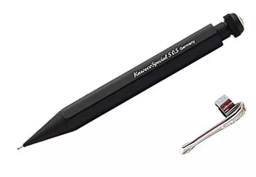Эксклюзивный мини-карандаш KAWECO SPECIAL MINI Special Mini Pencil черного цвета. Классический дизайн на тонком [с зажимом] [0,5 мм] корпусе!
