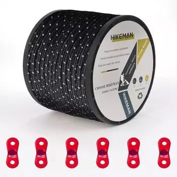 Эксклюзивный трос для палатки, растяжка, 4 мм, светоотражающий паракорд, брезентовый трос, растяжка с гибкой фурнитурой, алюминиевая гибкая фурнитура, намотка на бобину, бесшовная, неразрезанная